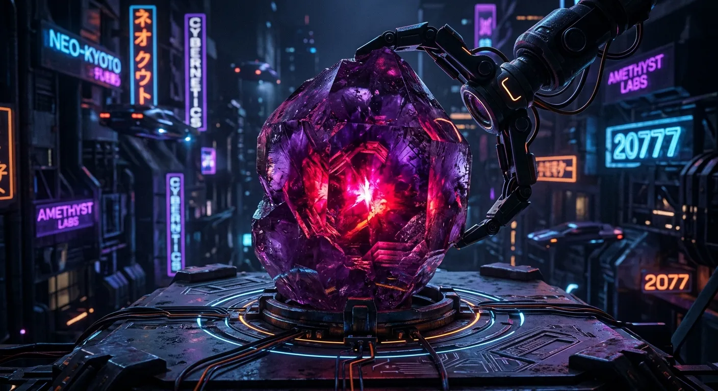 Macro view of Siberian Amethyst showing the secondary red hue